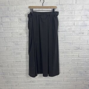 OGL Move Umbrella Cotton Blend Maxi Skirt Womens Size L Gray Lagenlook Pockets